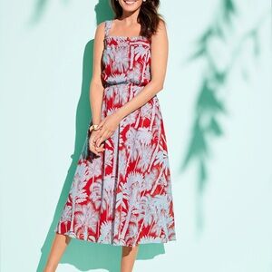 Talbots OASIS PALM VOILE FIT & FLARE DRESS Size 10